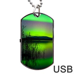 Green Northern Lights Canada Dog Tag Usb Flash (two Sides) by Sapixe