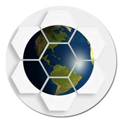 Hexagon Diamond Earth Globe Magnet 5  (round) by Sapixe