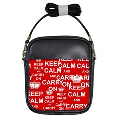 Keep Calm And Carry On Girls Sling Bags by Sapixe