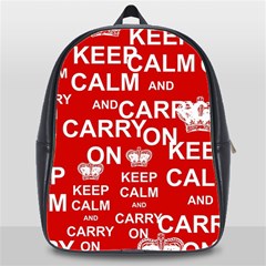 Keep Calm And Carry On School Bag (xl) by Sapixe