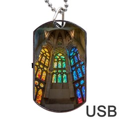 Leopard Barcelona Stained Glass Colorful Glass Dog Tag Usb Flash (two Sides) by Sapixe