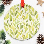 Green Leaves Nature Patter Ornament (Round) Front