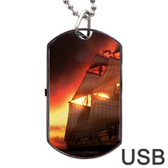 Pirate Ship Caribbean Dog Tag Usb Flash (two Sides) by Sapixe