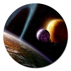 Planets In Space Magnet 5  (round) by Sapixe