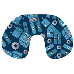 Seamless Pattern Robot Travel Neck Pillows by Sapixe