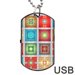 Tiles Pattern Background Colorful Dog Tag Usb Flash (one Side) by Sapixe