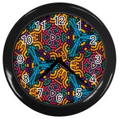 Grubby Colors Kaleidoscope Pattern Wall Clocks (black) by Sapixe