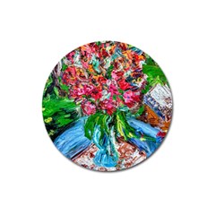 Paint, Flowers And Book Magnet 3  (round) by bestdesignintheworld