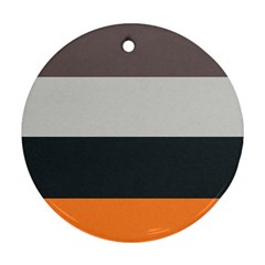 Orange Sand Charcoal Stripes Pattern Striped Elegant Round Ornament (two Sides) by yoursparklingshop