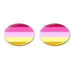 Red Orange Yellow Pink Sunny Color Combo Striped Pattern Stripes Cufflinks (Oval) Front(Pair)