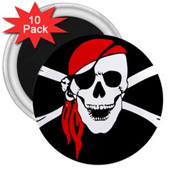 Pirate Skull 3  Magnets (10 Pack)  by StarvingArtisan