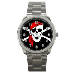 Pirate Skull Sport Metal Watch by StarvingArtisan