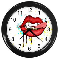 Bit Your Tongue Wall Clocks (black) by StarvingArtisan