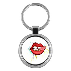 Bit Your Tongue Key Chains (round)  by StarvingArtisan