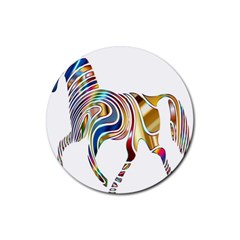 Horse Equine Psychedelic Abstract Rubber Round Coaster (4 Pack)  by Simbadda