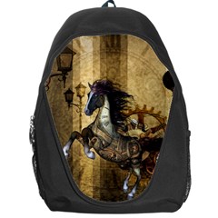 Awesome Steampunk Horse, Clocks And Gears In Golden Colors Backpack Bag by FantasyWorld7