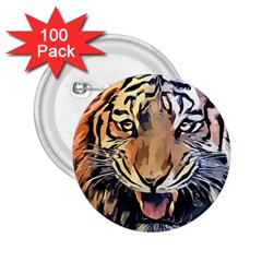 Tiger Animal Teeth Nature Design 2 25  Buttons (100 Pack)  by Simbadda