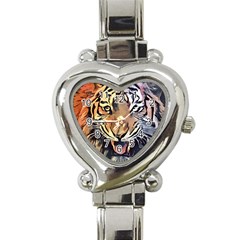 Tiger Animal Teeth Nature Design Heart Italian Charm Watch by Simbadda