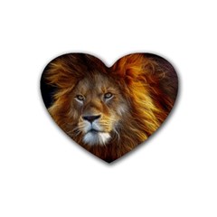 Fractalius Big Cat Animal Rubber Coaster (heart)  by Simbadda