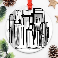 Black And White City Ornament (round) by digitaldivadesigns