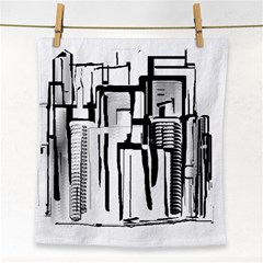 Black And White City Face Towel by digitaldivadesigns