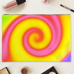 Swirl Yellow Pink Abstract Cosmetic Bag (xxl)  by BrightVibesDesign