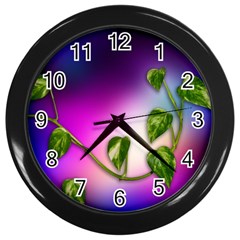 Leaves Green Leaves Background Wall Clocks (black) by Sapixe