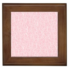 Elios Shirt Faces In White Outlines On Pale Pink Cmbyn Framed Tiles by PodArtist