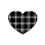 Black and white optical illusion dots and lines Rubber Coaster (Heart)  Front