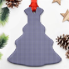 Usa Flag Blue And White Gingham Checked Christmas Tree Ornament (two Sides) by PodArtist