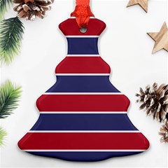 Large Red White And Blue Usa Memorial Day Holiday Horizontal Cabana Stripes Christmas Tree Ornament (two Sides) by PodArtist