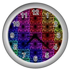 Rainbow Grid Form Abstract Wall Clocks (silver)  by Sapixe