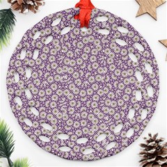 Ditsy Floral Pattern Round Filigree Ornament (two Sides) by dflcprints