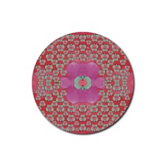 Fantasy Flowers In Everything That Is Around Us In A Free Environment Rubber Coaster (round)  by pepitasart