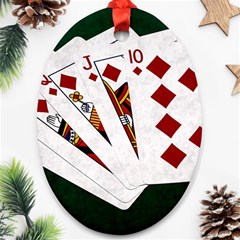 Poker Hands   Royal Flush Diamonds Oval Ornament (two Sides) by FunnyCow