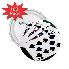 Poker Hands   Royal Flush Spades 2 25  Buttons (100 Pack)  by FunnyCow