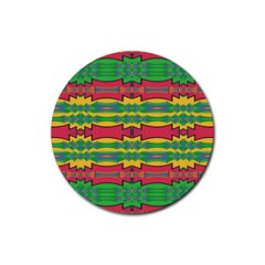 Shapes Rows Pattern                                       Rubber Round Coaster (4 Pack) by LalyLauraFLM