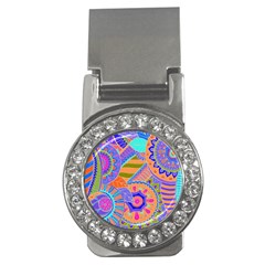 Pop Art Paisley Flowers Ornaments Multicolored 3 Money Clips (cz)  by EDDArt