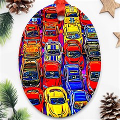 Colorful Toy Racing Cars Oval Ornament (two Sides) by FunnyCow