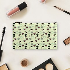 Heart Cherries Mint Cosmetic Bag (small) by snowwhitegirl