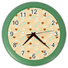 Beige Heart Cherries Color Wall Clock by snowwhitegirl