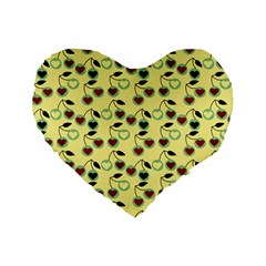 Yellow Heart Cherries Standard 16  Premium Flano Heart Shape Cushions by snowwhitegirl