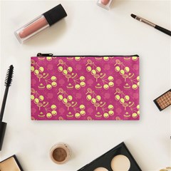 Yellow Pink Cherries Cosmetic Bag (small) by snowwhitegirl