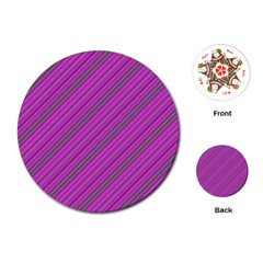 Pink Violet Diagonal Lines Playing Cards (round)  by snowwhitegirl