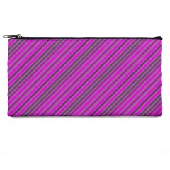 Pink Violet Diagonal Lines Pencil Cases by snowwhitegirl