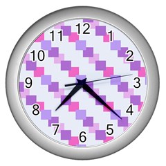 Geometric Squares Wall Clock (silver) by snowwhitegirl