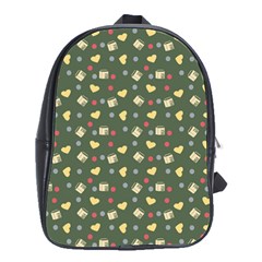 Green Milk Hearts School Bag (large) by snowwhitegirl