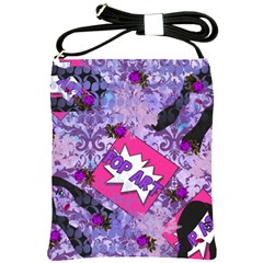 Purple Retro Pop Shoulder Sling Bags by snowwhitegirl