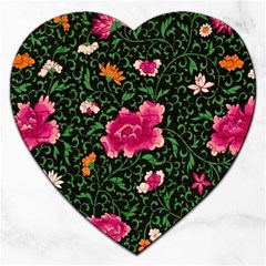 Pink Japan Floral Jigsaw Puzzle (heart) by snowwhitegirl