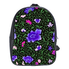 Blue  Japan Floral School Bag (large) by snowwhitegirl